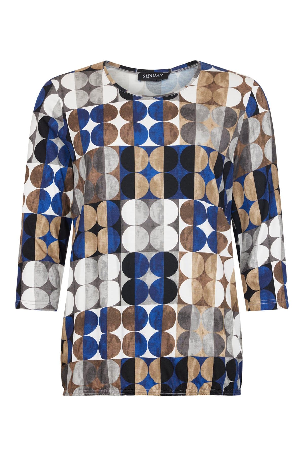 Shirt camel/blauw blok Sunday