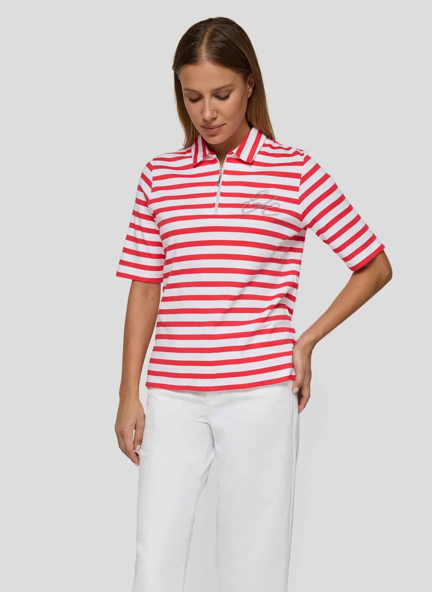 Poloshirt streep + rits Rabe
