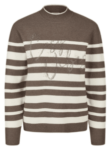 Trui taupe/wit banen Rabe